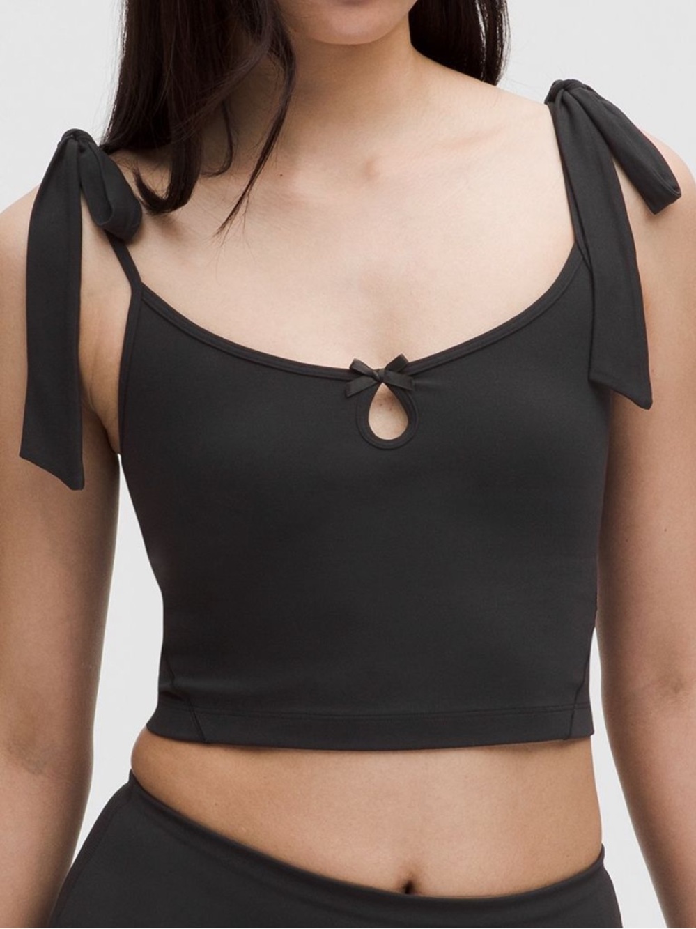Lululemon Ballerina Bow Black Tie-Shoulder Cropped Tank Top